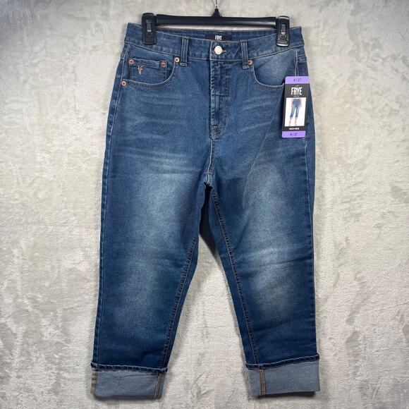 Frye NEW Womens Jeans 4/27 (28) High Rise Amari Cuffed Crop Denim Blue Stretch - Picture 3 of 14